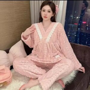 بيجامة قطن فرو مبطن