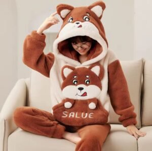 بيجامة قطن فرو مبطن