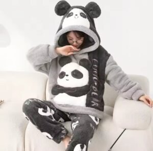 بيجامة قطن فرو مبطن