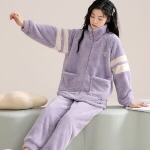 بيجامة قطن فرو مبطن